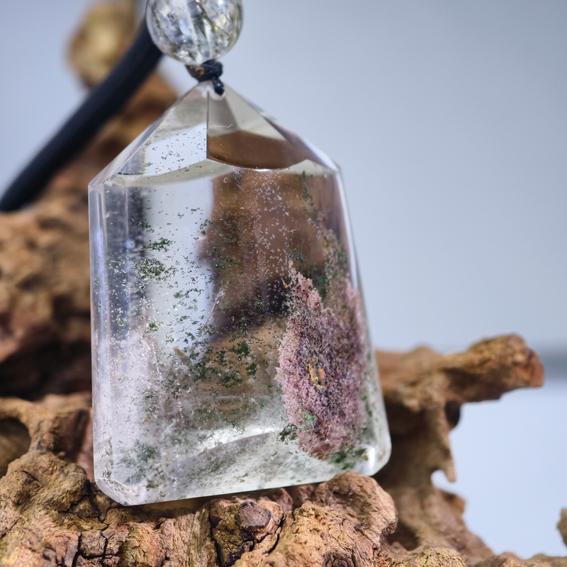 Green Phantom Quartz Pillar Pendant | Crystallized Abundance & Wealth Manifestation - Image 2