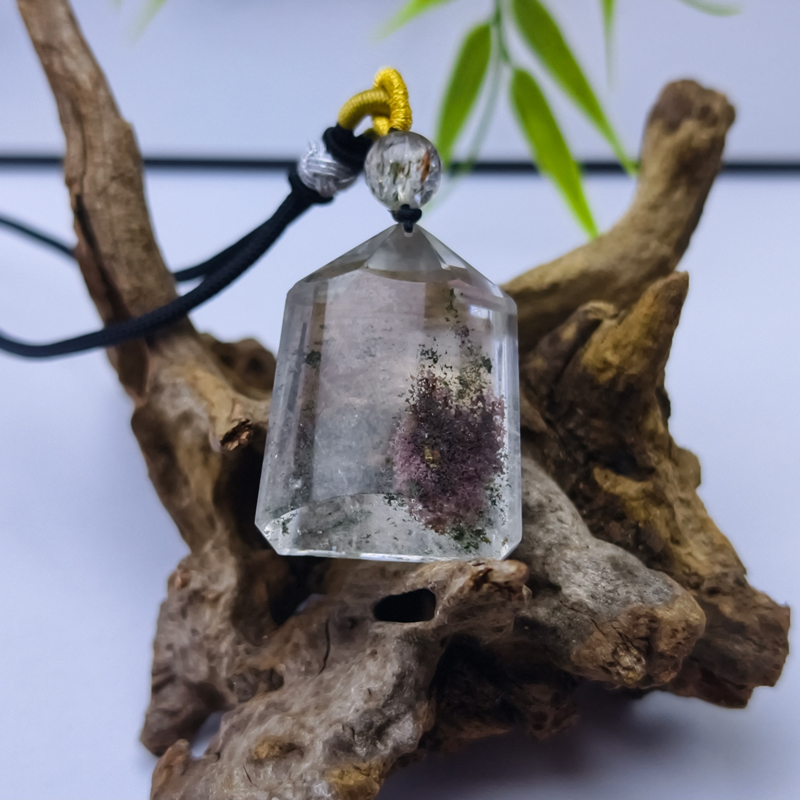 Green Phantom Quartz Pillar Pendant | Crystallized Abundance & Wealth Manifestation - Image 3