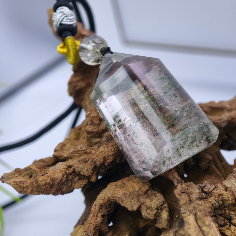 Green Phantom Quartz Pillar Pendant | Crystallized Abundance & Wealth Manifestation - Image 4