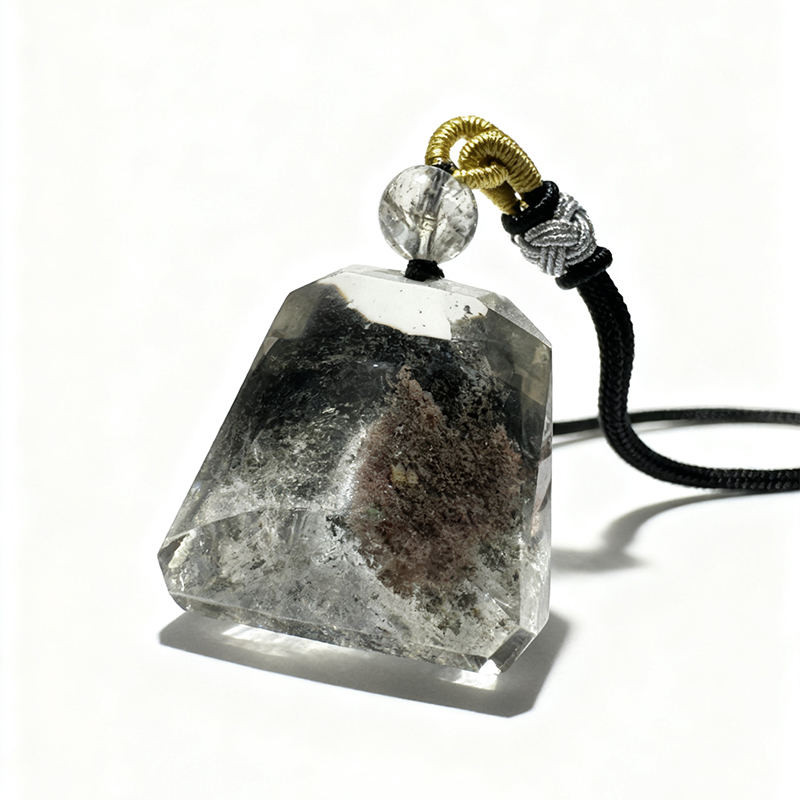 Green Phantom Quartz Pillar Pendant | Crystallized Abundance & Wealth Manifestation