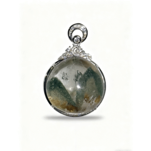 Circular Green Phantom Quartz Pendant | Cyclic Abundance & Eternal Prosperity