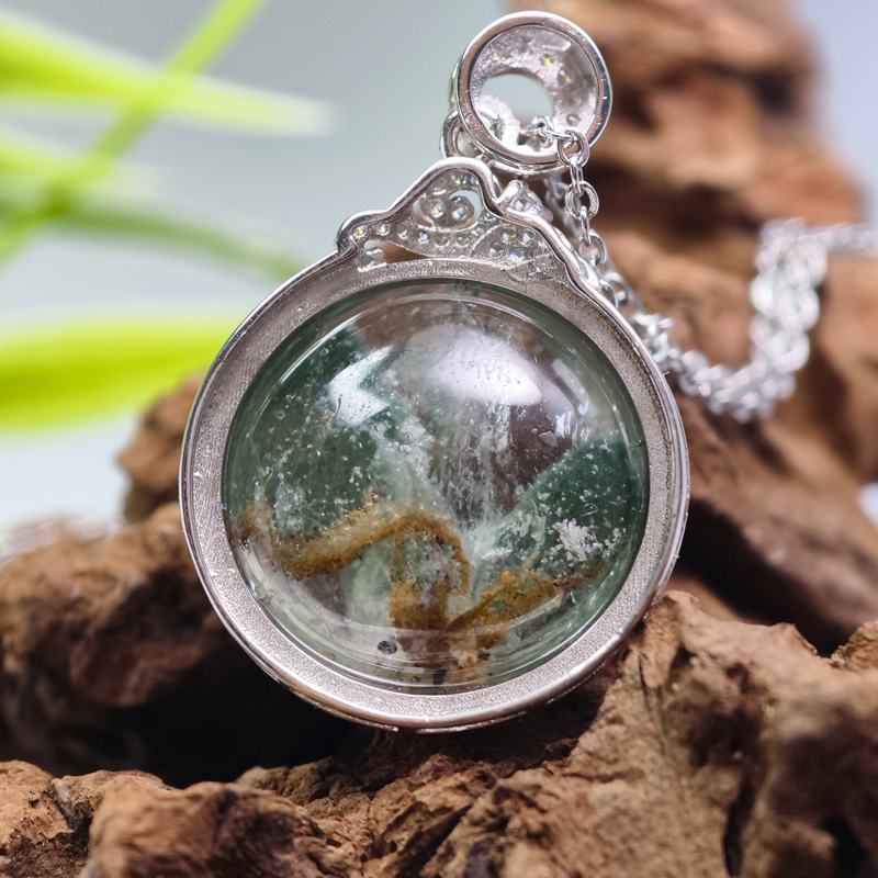Circular Green Phantom Quartz Pendant | Cyclic Abundance & Eternal Prosperity - Image 2