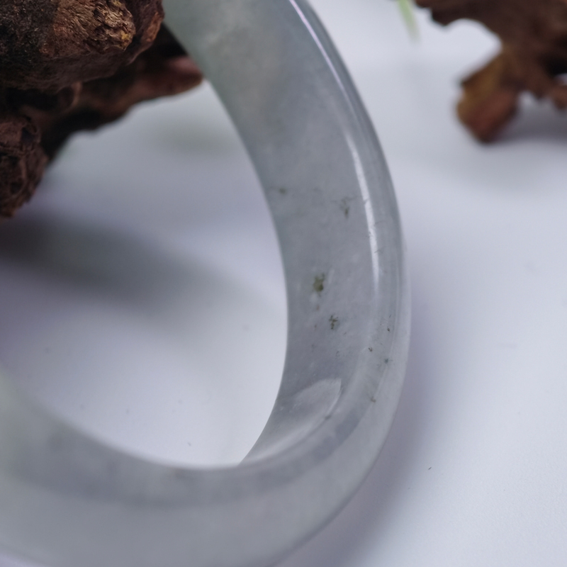 Green & Purple Round Jadeite Bangle (57mm/12.5mm/8mm) | Circle of Dual Blessings - Image 2