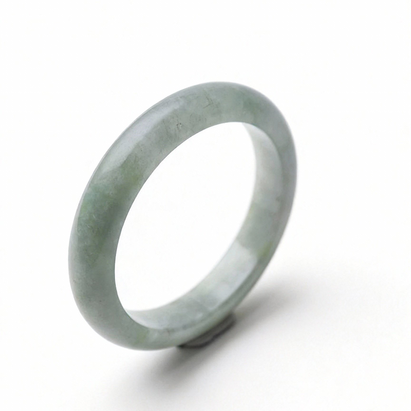 Green & Purple Round Jadeite Bangle (57mm/12.5mm/8mm) | Circle of Dual Blessings
