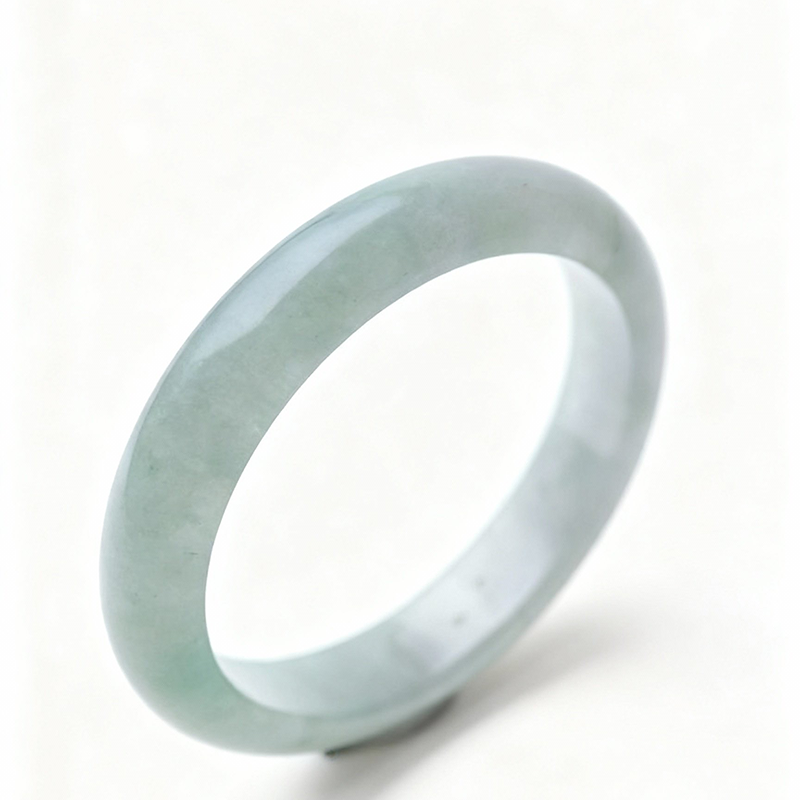 Light Green & Lavender Round Jadeite Bangle (56mm/12mm/8mm) | Circle of Serene Harmony