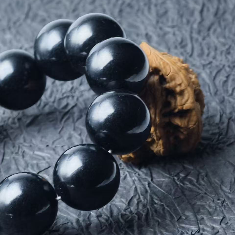 Men's Black Jadeite Bead Bracelet (24mm) | Sovereign Sphere of Unyielding Power - Image 2