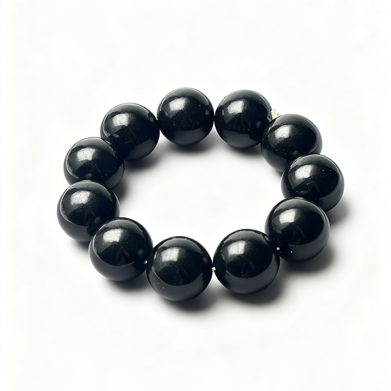 Men's Black Jadeite Bead Bracelet (24mm) | Sovereign Sphere of Unyielding Power