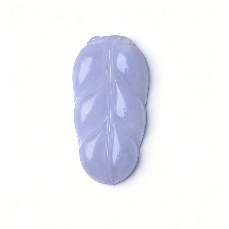 Natural Purple Jade Leaf Carving | Hand-Carved Jade Artwork