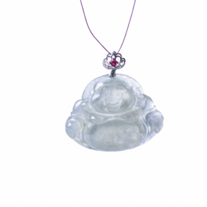 Ice-White Jadeite Buddha Pendant with 18K Gold Clasp | Clarity & Joy Talisman