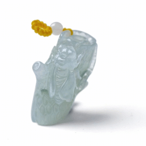 Ice-White Jadeite Cicada & Tree Root Pendant | Rebirth & Resilience Talisman