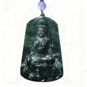 Sacrous Black Jadeite "Guardian of Light" Guanyin Sculpture | Heirloom Altar Piece
