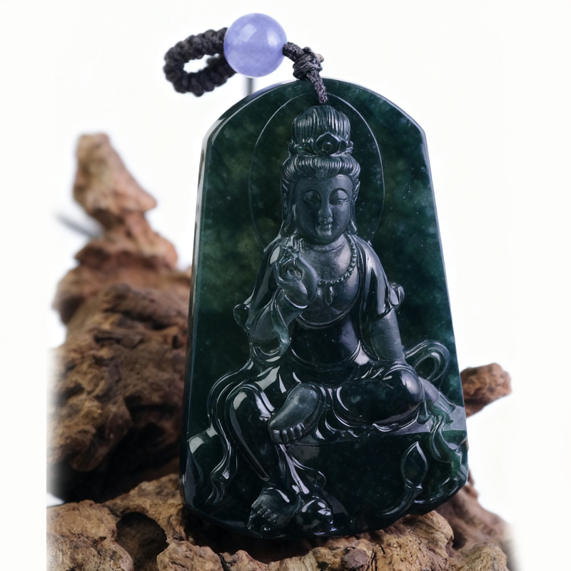 Sacrous Black Jadeite "Guardian of Light" Guanyin Sculpture | Heirloom Altar Piece - Image 2