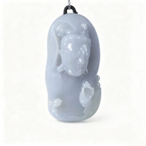 Royal Amethyst Jadeite Guanyin Sculpture | Lavender Purple | Spiritual Heirloom