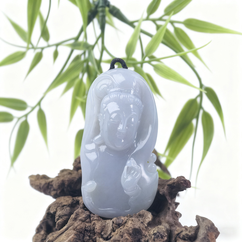 Royal Amethyst Jadeite Guanyin Sculpture | Lavender Purple | Spiritual Heirloom - Image 4