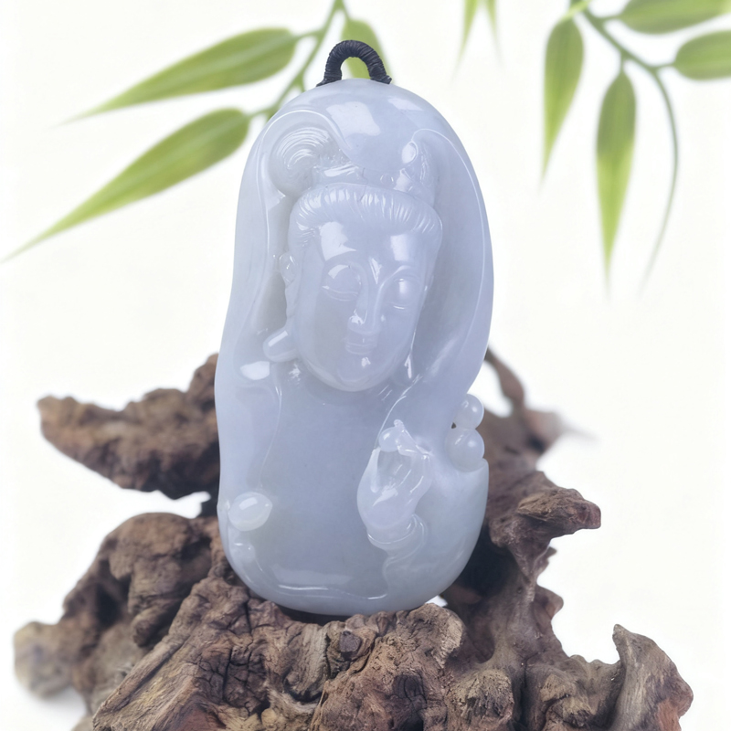 Royal Amethyst Jadeite Guanyin Sculpture | Lavender Purple | Spiritual Heirloom - Image 3
