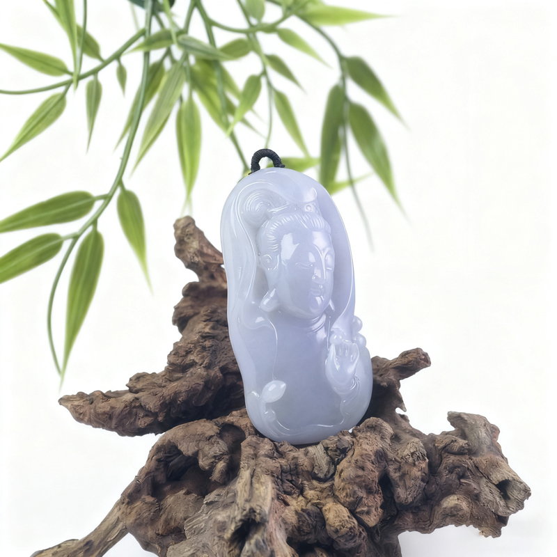 Royal Amethyst Jadeite Guanyin Sculpture | Lavender Purple | Spiritual Heirloom - Image 2