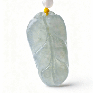 Ice-Type Jadeite Leaf Pendant | Clarity & Growth Talisman