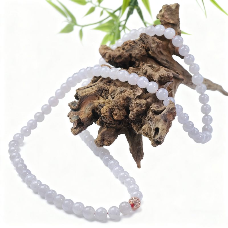 Lavender Jadeite Bead Necklace (8mm) | Royal Amethyst Spheres of Eternal Wisdom - Image 2