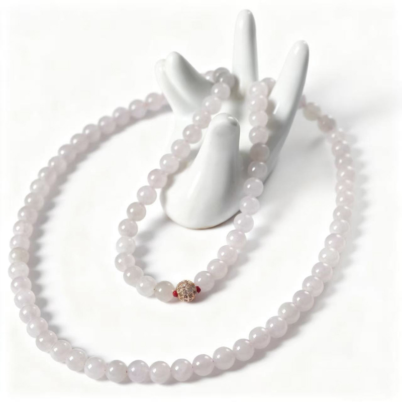 Lavender Jadeite Bead Necklace (8mm) | Royal Amethyst Spheres of Eternal Wisdom