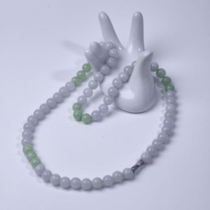 Lavender & Green Jadeite Bead Necklace (8mm) | Dual Essence of Spiritual Wisdom & Earthly Growth