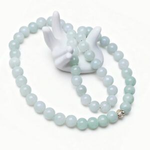 Light White Jadeite Bead Necklace (13mm) | Pearl of Serenity & Luminous Purity