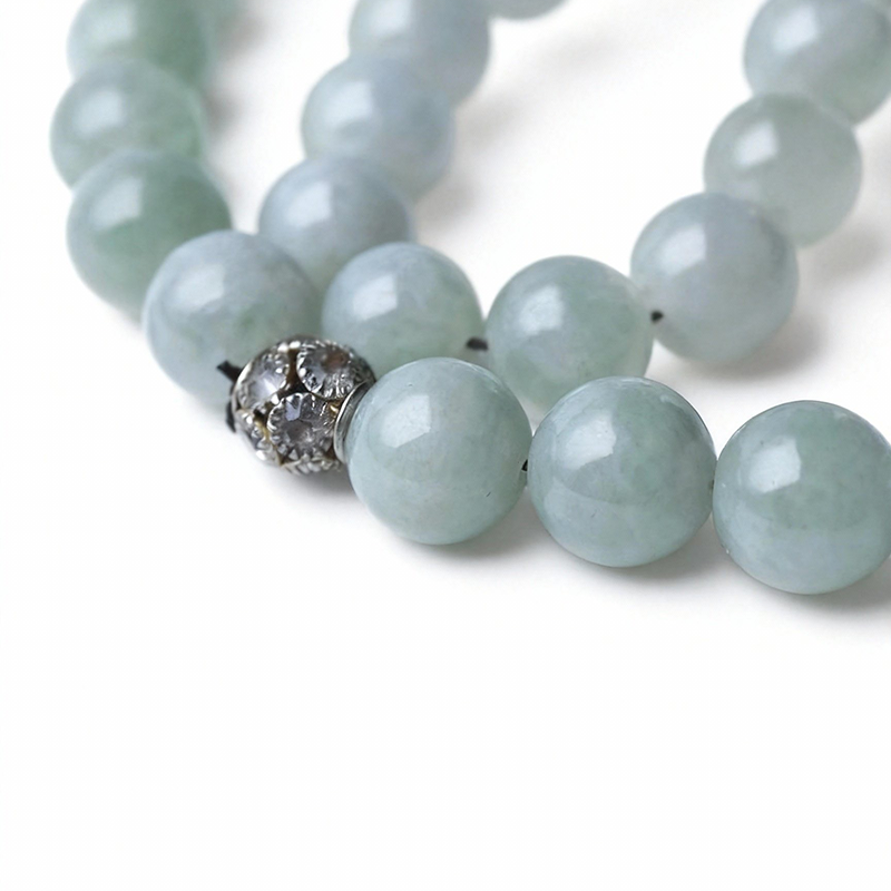 Light White Jadeite Bead Necklace (13mm) | Pearl of Serenity & Luminous Purity - Image 7