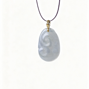 Ice-White Jadeite Ruyi Pendant with 18K Gold Clasp | Clarity & Manifestation Talisman