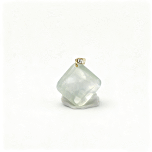 Ice-White Jadeite Cube Pendant with 18K Gold Clasp | Sweet Simplicity & Pure Clarity