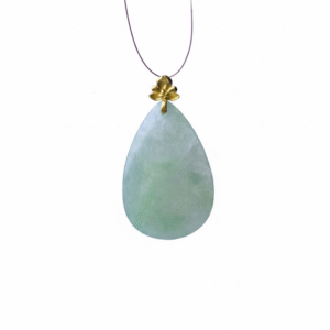 Apple Green Jadeite Teardrop Pendant with 18K Gold Clasp | Pure Energy & Flowing Abundance